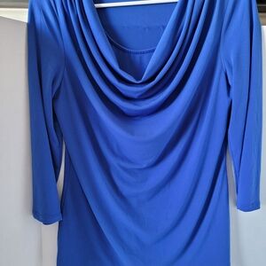 Premise Royal Blue Drape Neck Blouse